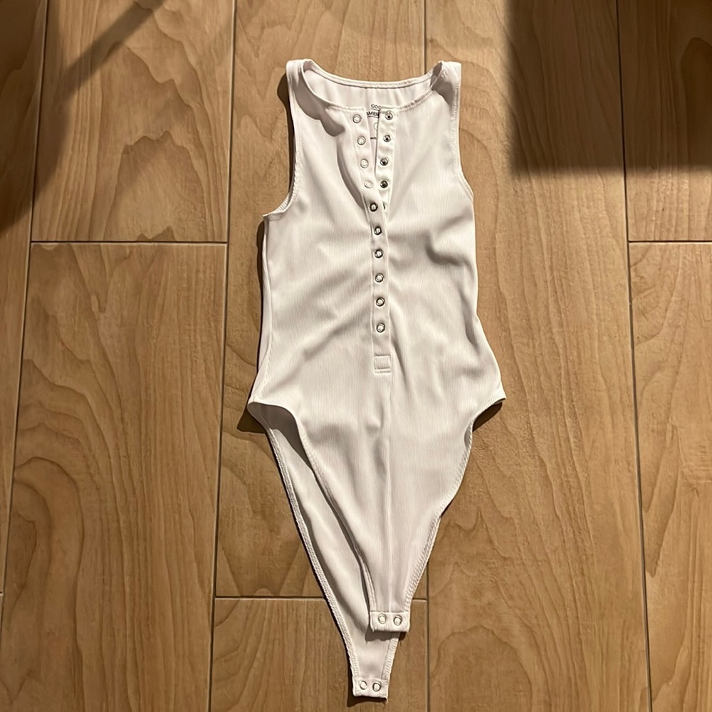 Good American Button Up Body Suit Ribbed